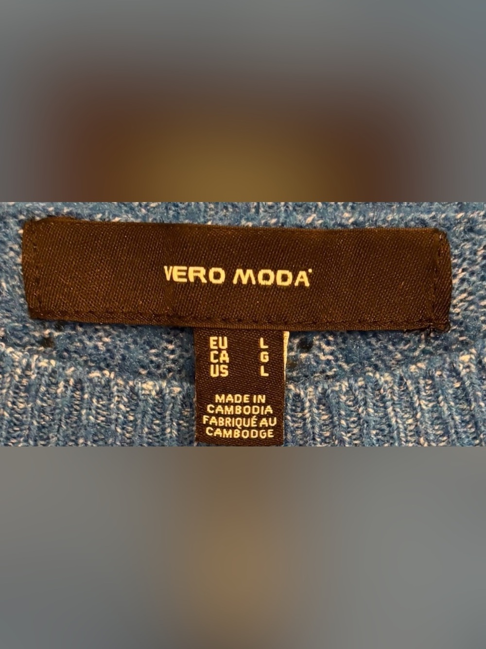 Vero Moda Blue Textured Knit Sweater Top, Size L - Picture 7 of 7